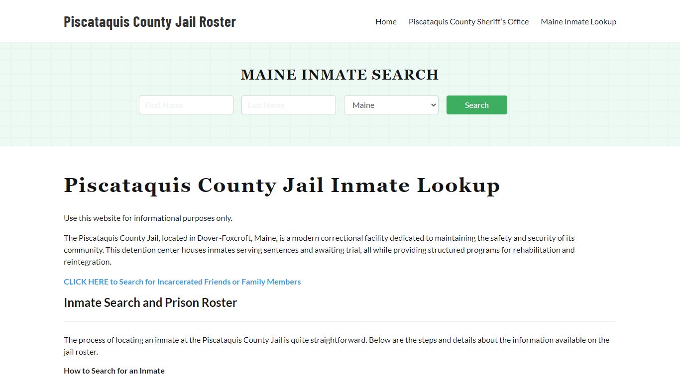 Piscataquis County Jail Roster Lookup, ME, Inmate Search